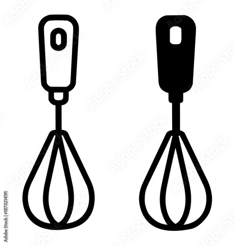 Egg beater illustration icon in outline and silhouette style
