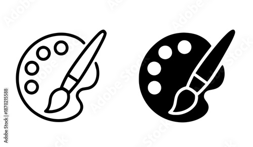 Color palette illustration icons in outline and silhouette styles