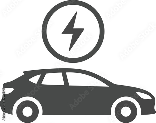 Electric car charging icon, ev symbol for sustainable transport and eco friendly travel