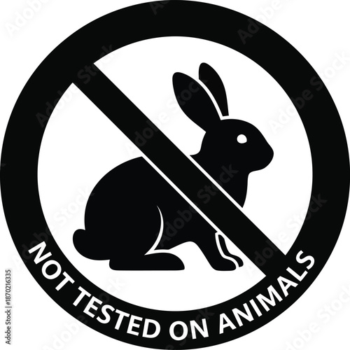 Cruelty free not tested on animals bunny icon: ethical product symbol vector graphic