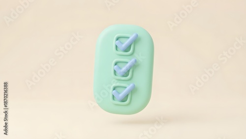 Wallpaper Mural Three checkmarks on a green button against a soft beige background Torontodigital.ca