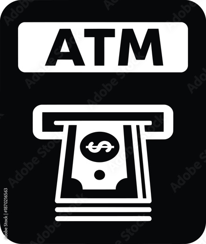 Modern ATM Icon Illustrating Cash Withdrawal and Banking Services