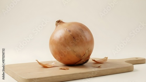 Wallpaper Mural Onion on a wooden chopping board with peeled layers surrounding it Torontodigital.ca