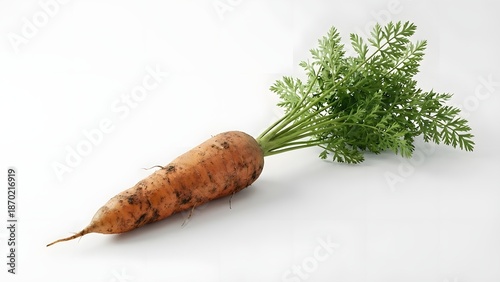 Wallpaper Mural Fresh carrot with green leaves on a white background Torontodigital.ca