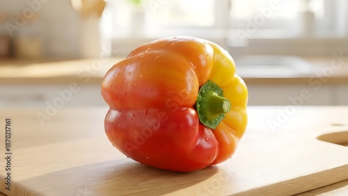 Wallpaper Mural Vibrant Bell Peppers on a Wooden Cutting Board in a Bright Kitchen Torontodigital.ca
