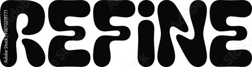 Bold Black "REFINE" Text in a Unique, Flowing Font