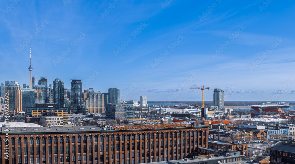 Naklejka premium Scenic Toronto financial district business skyline and modern architecture