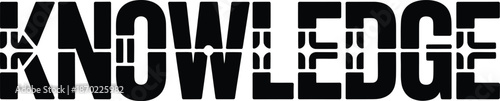 Bold Black "Knowledge" Text with Geometric Cutouts