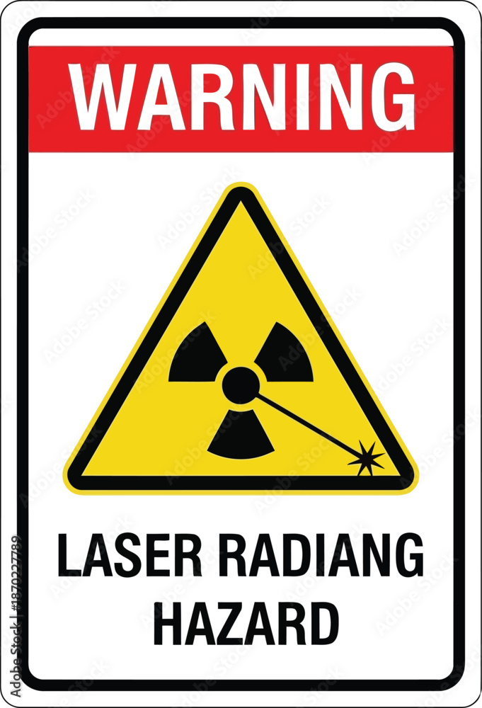 Obraz premium Warning laser radiation hazard sign danger symbol alert safety information label vector