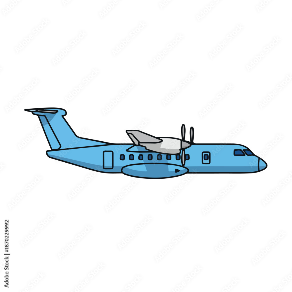 Naklejka premium Vector illustration of a jet airplane flying through the sky for aviation travel and air transportation
