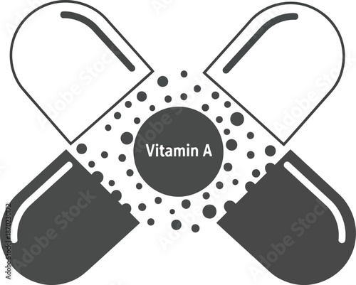 Vitamin a capsule medical symbol healthcare drug supplement graphic design elements vector
