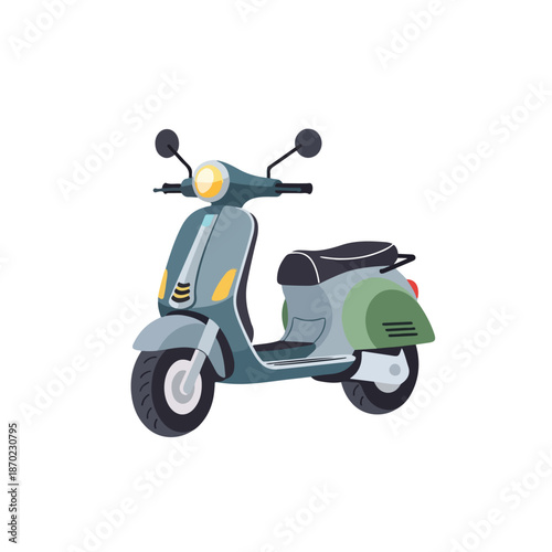 Vintage classic Italian moped vector illustration of a retro motor scooter bike isolated on white background for transportation design