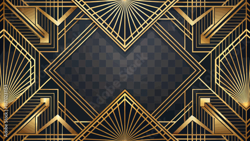 Elegant Gold Art Deco Geometric Frame Design