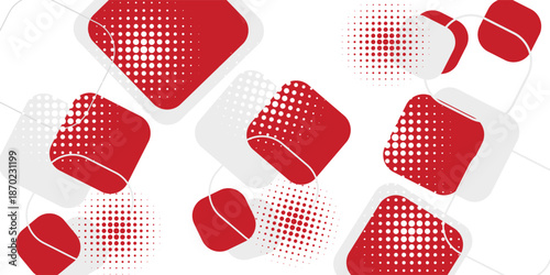 White background with abstract red grey square decoration. Vector illustration for modern presentation background, brochure design, business card background, website slider, landing page