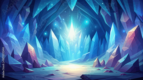 Glowing Crystal Cave Entrance Fantasy Landscape
