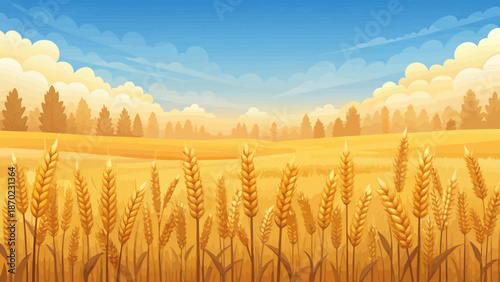 Golden Wheat Field Under a Blue Sky