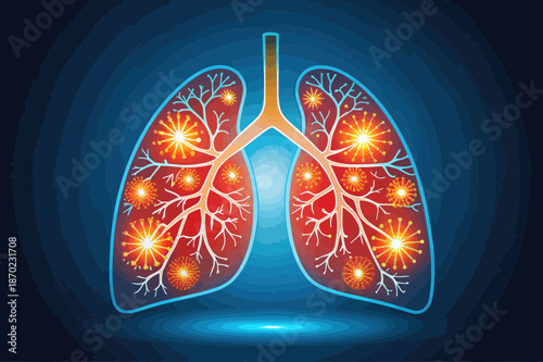 Lungs Infected With Glowing Viruses