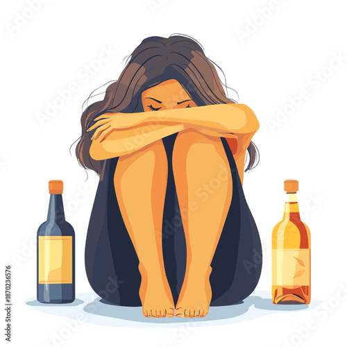 Female alcoholism concept