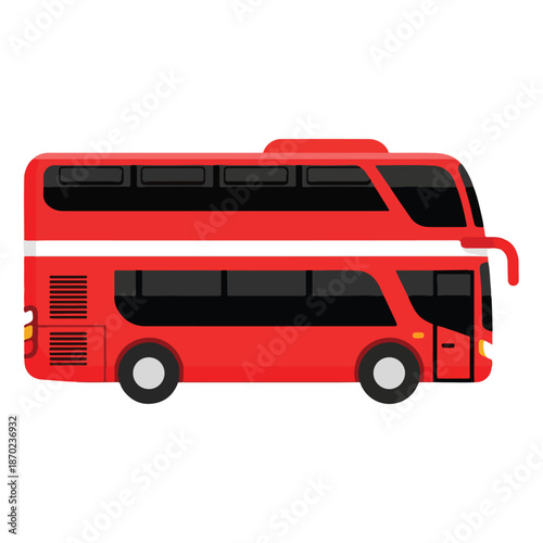 Red double decker London bus isolated on white background, a vintage British transport vehicle vector illustration