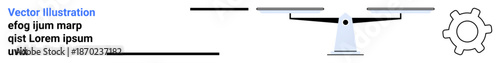 Decision-making, efficiency, business logic, system analysis, problem-solving, productivity. Minimalist design with a balance scale and a gear icon. Decision-making and efficiency concepts