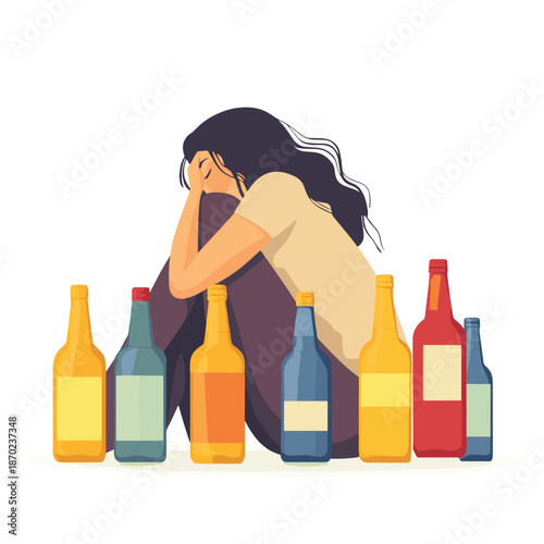Female alcoholism concept