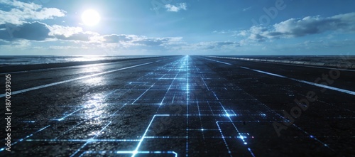 Futuristic Digital Road in Abstract Landscape