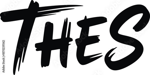 Bold Black Brush Stroke Text "THES" on White Background