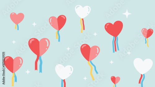 Colorful Heart Balloons Floating in Air.