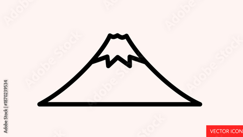 Iconic outline of Mount Fuji, Japan's tallest peak, symbolizing Japanese culture and travel