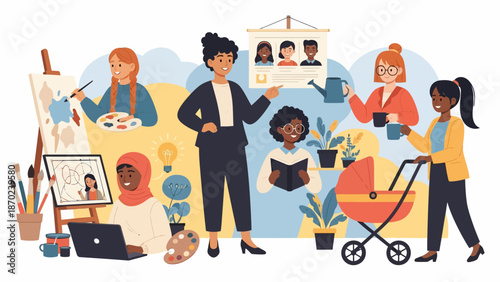 Diverse Women in Various Professional Roles.