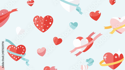 Valentines Day Heart Pattern with Cupid.