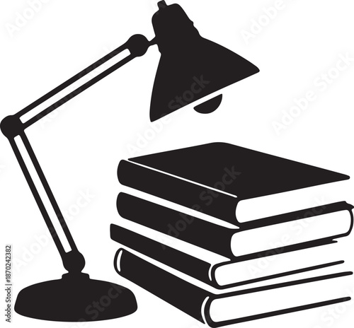 Study learning concept table lamp stack of books knowledge education information