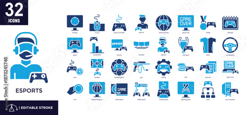 Esports mixed color icon set	