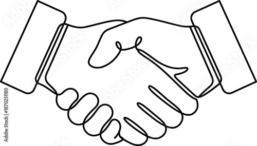 Business handshake line icon vector illustration symbolizing partnership agreement trust cooperation teamwork collaboration deal success corporate relationship concept