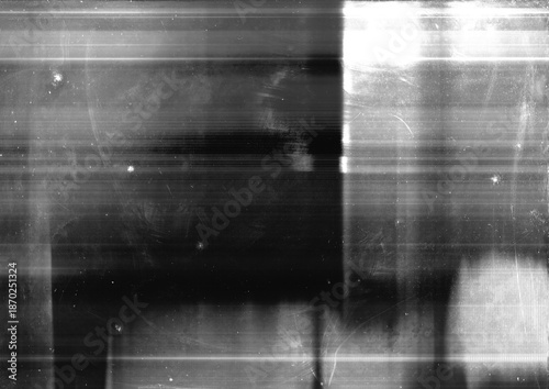 Abstract grunge broken screen texture background. Black and white worn surface graphic element.