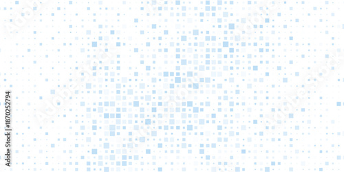 Abstract vector illustration with small squares and pixels. blue Dot halftone with randomus opacity