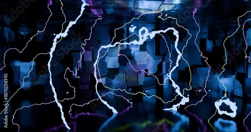 Neon Lightning on Geometric Background looping animation