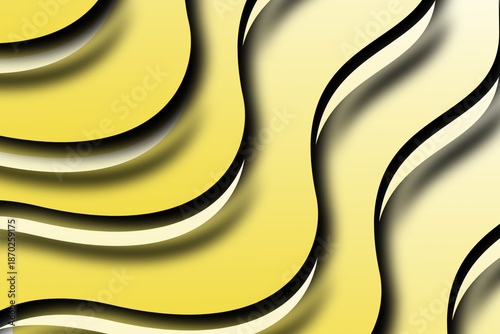 Yellow abstract wavy background with black shadows and light effects