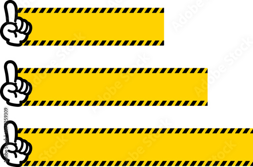 警告用の指差しアイコン付き 見出し・動画テロップ用フレームセット（Pointing Hand Title Frame for Video Captions and Headings）
