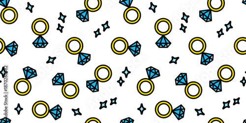 ダイヤモンドの指輪のシームレス背景画像。（Seamless background image of diamond rings.）
