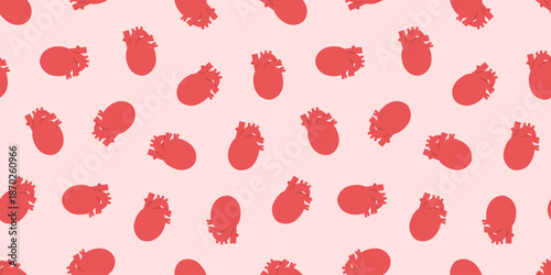 心臓のイラストのシームレスな背景画像。（Seamless background image of heart illustrations.）
