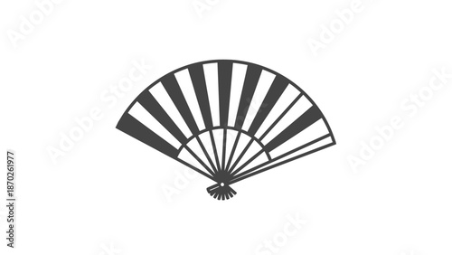 Elegant Japanese Folding Fan Illustration on a White Background