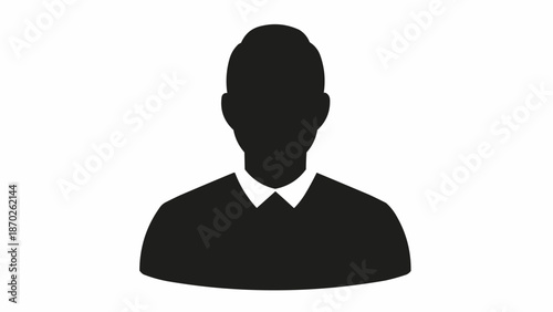 Silhouette of a man wearing a collared shirt and tie.