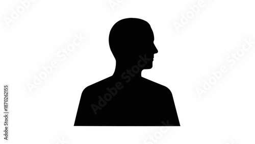 Silhouette of a mans head and shoulders facing right.