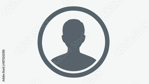 Silhouette of a person inside a circular frame.