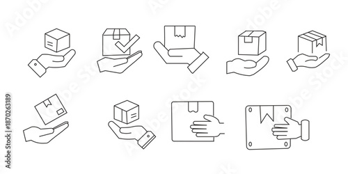 A series of illustrations depicting hands interacting with rotating cubes and rectangles