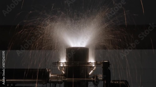 Steam Emission from Industrial Metal Container.