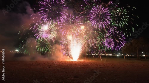 Vibrant Fireworks Display at Nighttime Celebration.