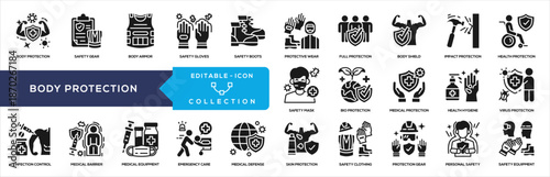 Body Protection Glyph Icon Collection