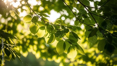 Sunlight Through Green Canopy: Leafy Branches in Summer